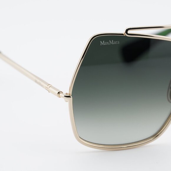 Max Mara MM0102 32P Sunglasses Gold Butterfly Frame, Green Gradient Lenses